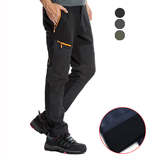 

Men's Hiking Pants Trousers Softshell Pants Patchwork Winter Outdoor Waterproof Windproof Fleece Lining Breathable Pants / Trousers Bottoms Dark Grey Black Army Green Camping / Hiking Hunting Fishing