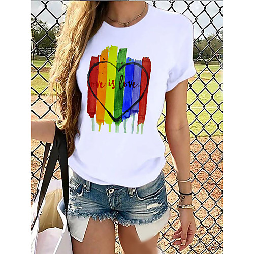 

Women's T-shirt Graphic Tops - Print Round Neck Basic Daily Spring Summer White XS S M L XL 2XL 3XL 4XL