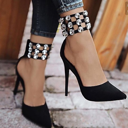 

Women's Heels Summer Stiletto Heel Pointed Toe Daily Suede Black