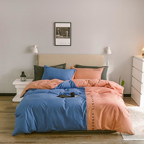 

Four-piece nordic-style four-piece single-double washing cotton bed linen dormitory