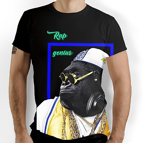 

Men's Graphic 3D Print Orangutan Print T-shirt Daily Black
