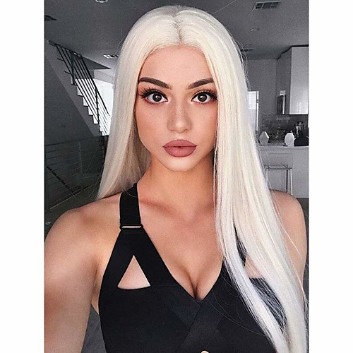 

Synthetic Lace Front Wig Straight Side Part Lace Front Wig Blonde Long Platinum Blonde Synthetic Hair 18-26 inch Women's Cosplay Soft Party Blonde