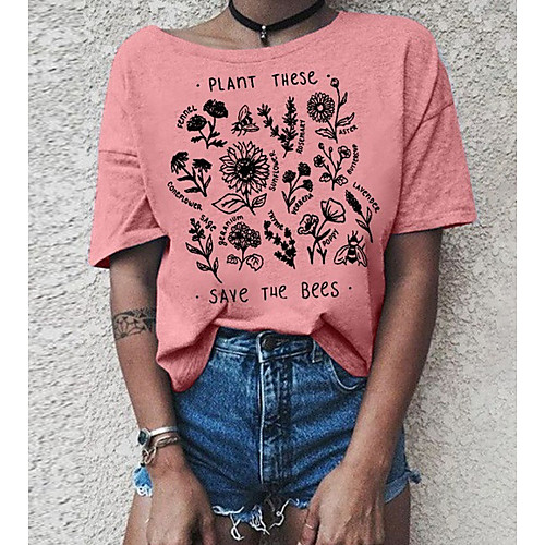 

Women's Geometric Daisy T-shirt Daily Yellow / Blushing Pink / Green / Light Blue