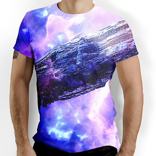 

Men's Galaxy Graphic Print T-shirt Daily Purple
