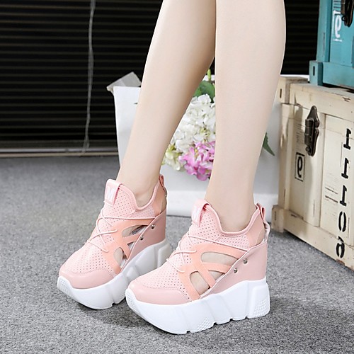 

Women's Sandals Summer Wedge Heel Round Toe Daily PU White / Pink