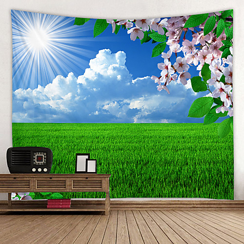 

Green Wheat Field Digital Printed Tapestry Decor Wall Art Tablecloths Bedspread Picnic Blanket Beach Throw Tapestries Colorful Bedroom Hall Dorm Living Room Hanging