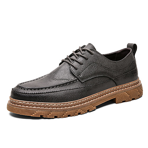 

Men's Spring & Summer / Fall & Winter Daily Outdoor Oxfords Walking Shoes Faux Leather Breathable Wear Proof Black / Brown / Gray