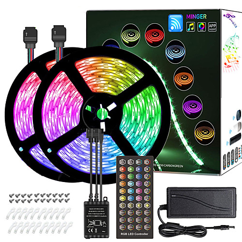 

ZDM 10M(25M) LED Light Strips RGB Tiktok Lights Music Sync Timed Remote Flexible 5050 SMD 300 LEDs IR 40 Key Controller with Installation Package 12V 4A Adapter Kit