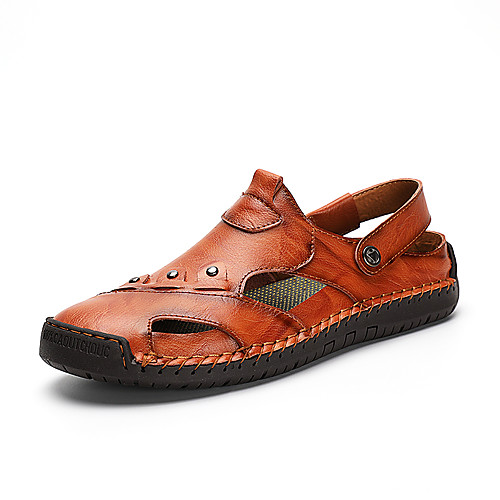

Men's Summer Casual Outdoor Beach Sandals Water Shoes / Upstream Shoes Leather Breathable Wear Proof Black / Yellow / Red