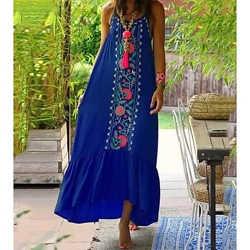 

Women's Shift Dress Short Mini Dress - Sleeveless Floral Summer Boho Loose 2020 Black Blue Red S M L XL XXL