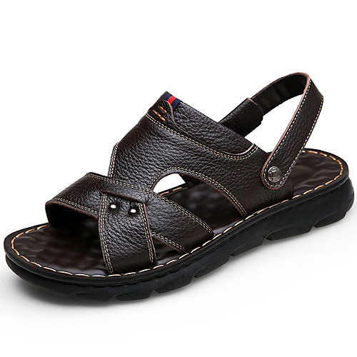 

Men's Summer Classic / British Daily Outdoor Sandals Walking Shoes Leather Breathable Wear Proof Black / Brown