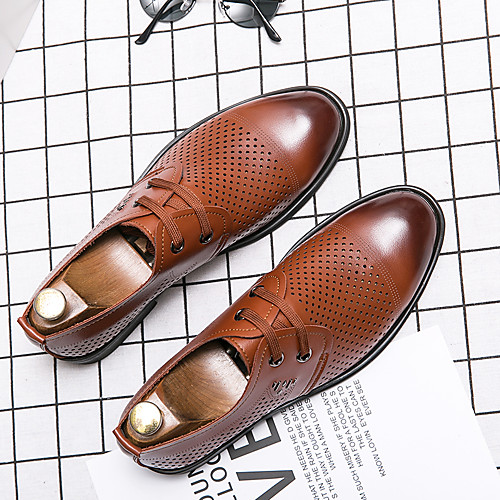 

Men's Summer Classic / Casual Daily Office & Career Oxfords Walking Shoes Faux Leather Non-slipping Wear Proof Black / Brown