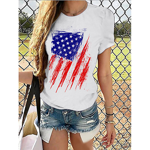 

Women's T-shirt Graphic Tops - Print Round Neck Basic Daily Spring Summer White XS S M L XL 2XL 3XL 4XL