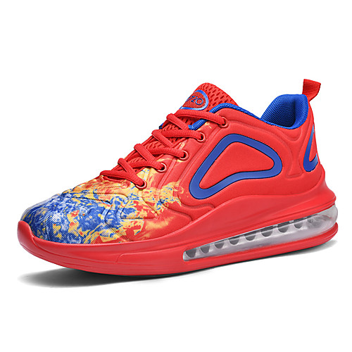 

Men's Spring & Summer Sporty Athletic Trainers / Athletic Shoes Running Shoes PU / Elastic Fabric Non-slipping Black / Red / Blue Color Block