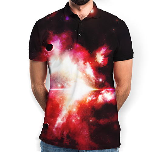 

Men's Galaxy Graphic Print Polo Daily Red