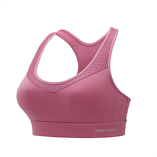 

Women's Sports Bra Bralette Racerback Elastane Running Fitness Jogging Breathable Soft Padded Medium Support Pink White Black Solid Colored / Stretchy