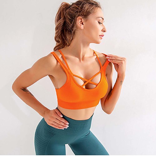 

Women's Sports Bra Light Support Solid Color Black Yellow Pink Green Running Fitness Gym Workout Top Sport Activewear Breathable Moisture Wicking Comfortable Stretchy