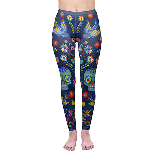 

Women's Yoga Pants 3D Print Blue Elastane Yoga Running Fitness Tights Leggings Sport Activewear Quick Dry Tummy Control Butt Lift Moisture Wicking High Elasticity Skinny