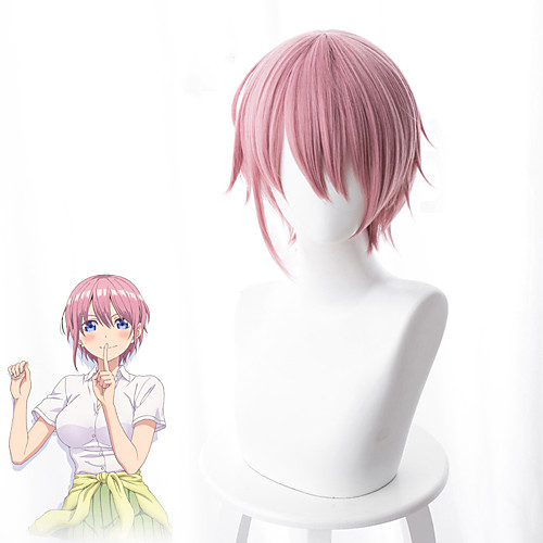 

The Quintessential Quintuplets Nakano Itsuki Cosplay Wigs Men's Asymmetrical 13 inch Heat Resistant Fiber kinky Straight Pink Adults' Anime Wig
