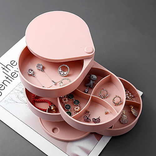 

Jewelry Boxs Creative 4 Layers Rotatable Plastic Jewelry Container Case Earrings Ring Box Multi-Function Jewelry Storage Box