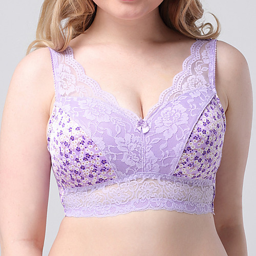 

Women's Push-up Wireless Lace Bras Full Coverage Bra White Blue Purple