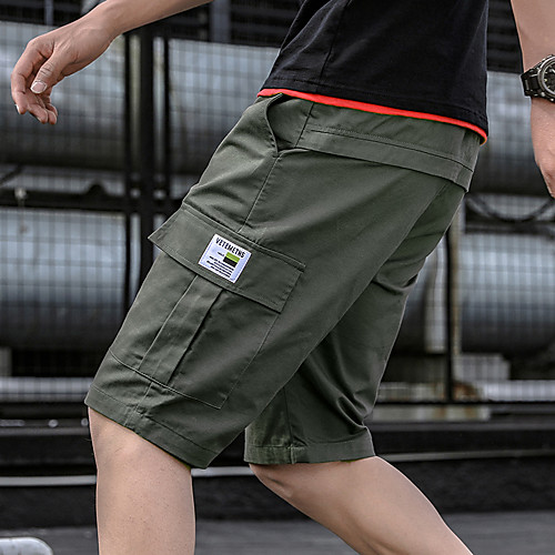 

Men's Sporty Basic Loose Shorts Pants - Solid Colored Patterned Cotton Summer Black Army Green Khaki US34 / UK34 / EU42 / US36 / UK36 / EU44 / US38 / UK38 / EU46