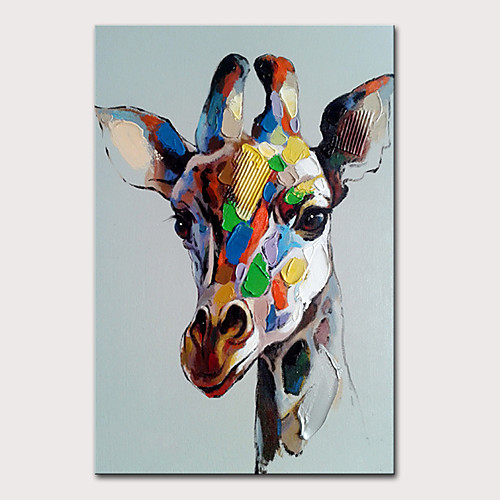 

Mintura Large Size Hand Painted Giraffe Animal Oil Painting on Canvas Modern Abstract Pop Art Wall Pictures For Home Decoration No Framed
