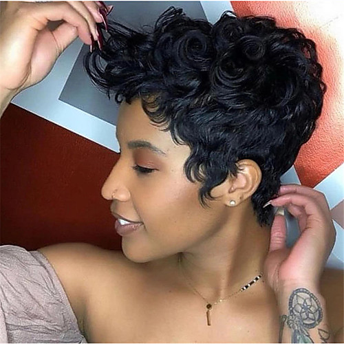 

Synthetic Wig Curly Short Bob Wig Short Black Synthetic Hair 6 inch Women's Women Best Quality curling Black