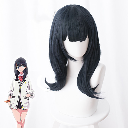 

Denkou Choujin Gridman / Elec Takarada Rikka Cosplay Wigs Women's Neat Bang 22 inch Heat Resistant Fiber kinky Straight Blue Ink Blue Anime
