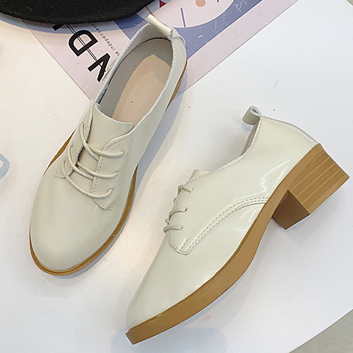 

Women's Oxfords Spring & Summer Chunky Heel Round Toe Daily PU White / Black