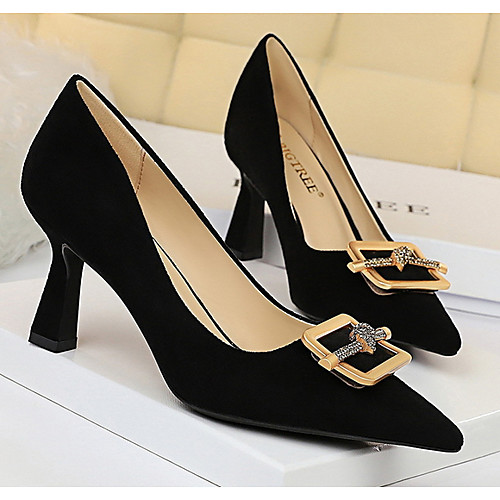 

Women's Heels Spring & Summer Stiletto Heel Pointed Toe Daily Solid Colored PU Black / Khaki