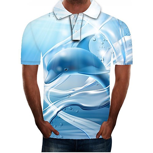 

Men's Polo Graphic Plus Size Short Sleeve Daily Tops Blue