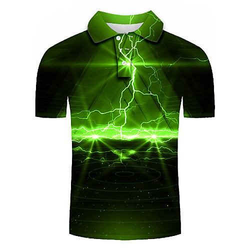 

Men's Plus Size Color Block 3D Polo Basic Street chic Daily Holiday Shirt Collar Green / Short Sleeve