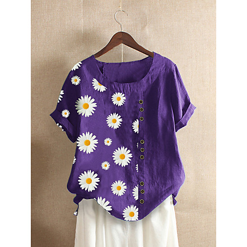 

Women's Floral Daisy Print T-shirt Basic Daily Blue / Purple / Green