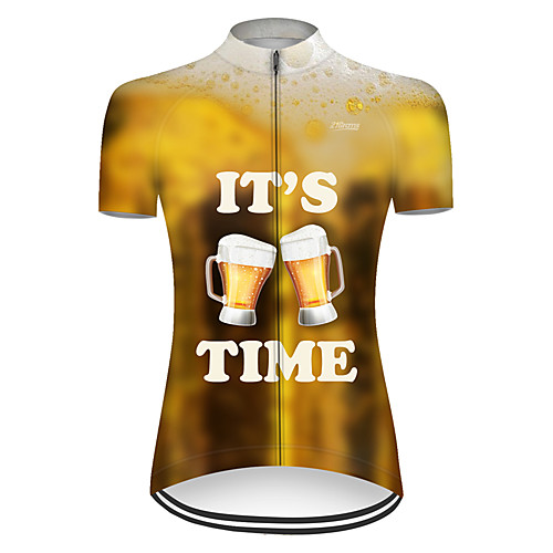 

21Grams Women's Short Sleeve Cycling Jersey Polyester Gold 3D Gradient Oktoberfest Beer Bike Jersey Top Mountain Bike MTB Road Bike Cycling Breathable Quick Dry Ultraviolet Resistant Sports Clothing