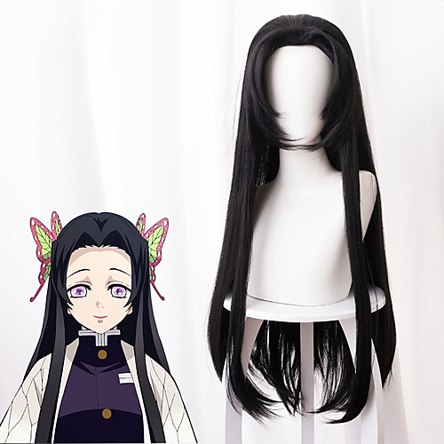 

Demon Slayer: Kimetsu no Yaiba Cosplay Wigs Men's Asymmetrical 35 inch Heat Resistant Fiber kinky Straight Black Adults' Anime Wig