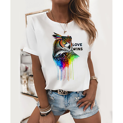 

Women's Rainbow Graphic Pride Day Print T-shirt Basic Casual / Daily White