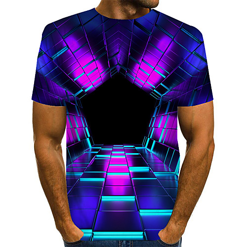 

Men's Graphic 3D Print Sun Flower Print T-shirt Basic Exaggerated Daily Round Neck Blue / Purple / Red / Yellow / Green / Short Sleeve