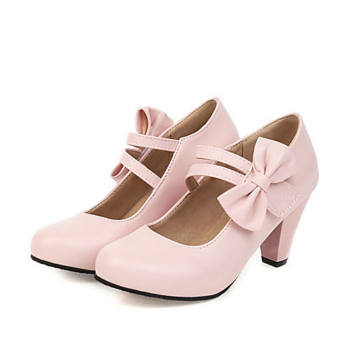 

Women's Sandals Spring / Summer Block Heel Round Toe Daily PU White / Black / Pink