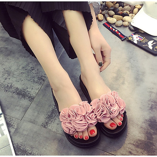 

Women's Sandals Flat Sandal Summer Flat Heel Open Toe Daily PU Black / Red / Pink