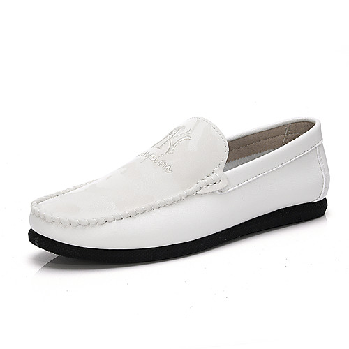 

Men's Fall / Spring & Summer Casual / British Daily Outdoor Loafers & Slip-Ons Microfiber Breathable Non-slipping Wear Proof White / Black Slogan