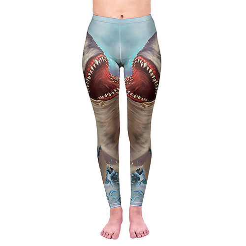 

Women's Yoga Pants 3D Print Light Blue Elastane Yoga Running Fitness Tights Leggings Sport Activewear Quick Dry Tummy Control Butt Lift Moisture Wicking High Elasticity Skinny