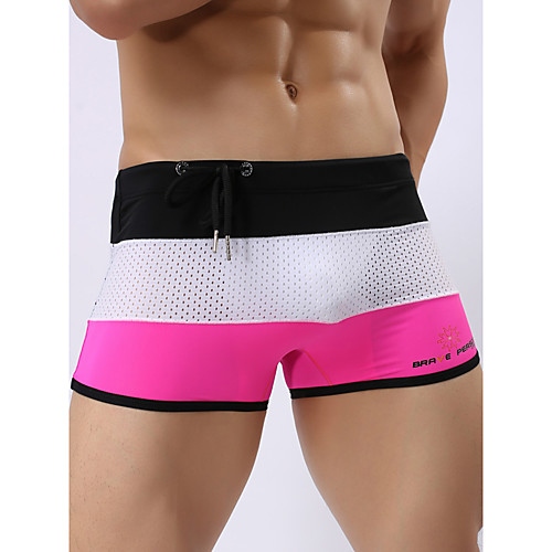 

Men's Basic Fuchsia Green Blue Boy Leg Bottoms Swimwear Swimsuit - Color Block Breathable S M L Fuchsia