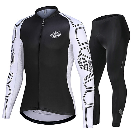 

Nuckily Men's Long Sleeve Cycling Jersey with Tights Black Patchwork Solid Color Bike Thermal Warm Quick Dry Breathable Sports Patchwork Road Bike Cycling Clothing Apparel