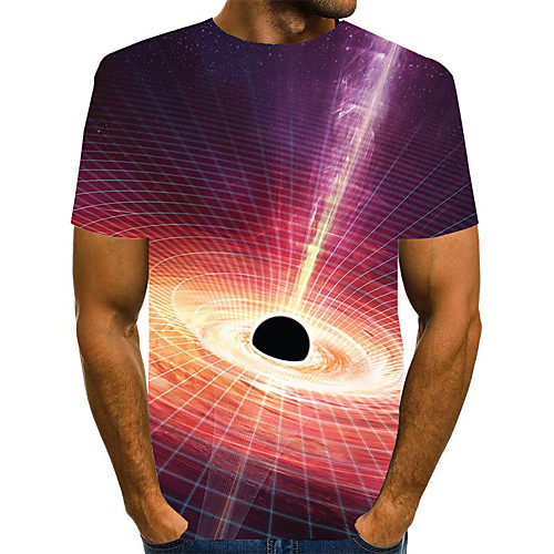 

Men's Graphic 3D Print Sun Flower Print T-shirt Basic Exaggerated Daily Round Neck Rainbow / Short Sleeve