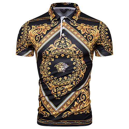 

Men's Abstract Graphic Print Polo Basic Elegant Daily Going out Brown / Short Sleeve