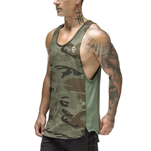 

Men's Cotton Running Tank Top Workout Tops Singlet Active Training Fitness Jogging Breathable Quick Dry Soft Sportswear Camo / Camouflage Top Sleeveless Activewear Micro-elastic