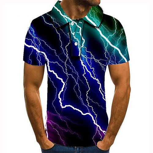 

Men's 3D Graphic Polo Basic Daily Shirt Collar Rainbow / Short Sleeve