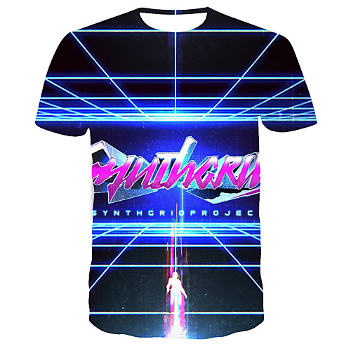 

Men's 3D Print T-shirt Daily Round Neck Blue / Short Sleeve