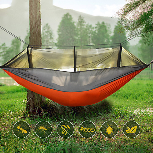 

Camping Hammock with Mosquito Net Outdoor Portable Breathable Anti-Mosquito Ultra Light (UL) Foldable Parachute Nylon with Carabiners and Tree Straps for 2 person Camping / Hiking Hunting Fishing